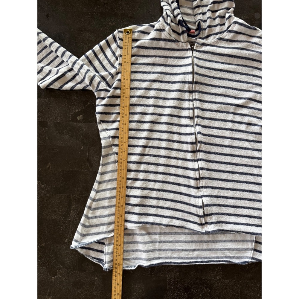 North River Outfitters Womens XL Striped Zip Up Hoodie White Navy Blue Nautical - Picture 8 of 8